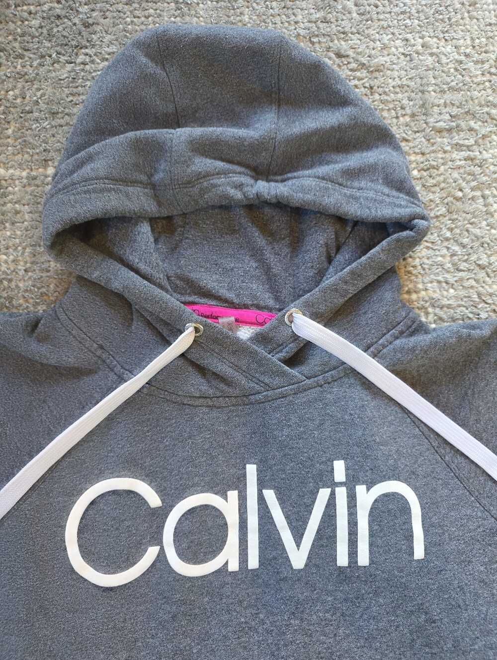 Calvin Klein Performance Women's L Gray Calvin Logo Fleece Pullover Hoodie